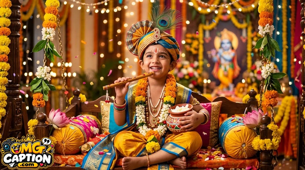 Krishna Janmashtami Captions for Kids