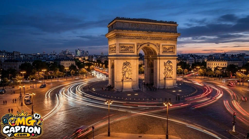 Paris and Arc de Triomphe Captions